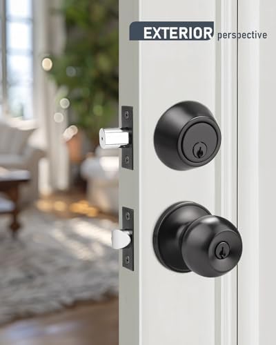 Brotima 3 Pack Matte Black Door Lockset and Deadbolt Set