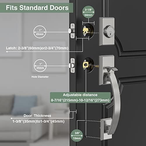 entre door lock set Sliver front door handle and deadbolt set