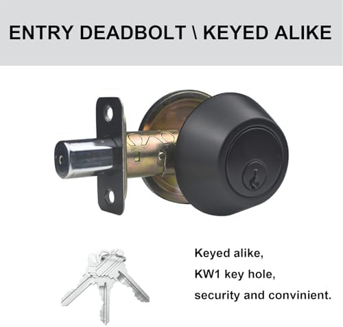 1-Sided Keyed Deadbolt Lock Matte Black