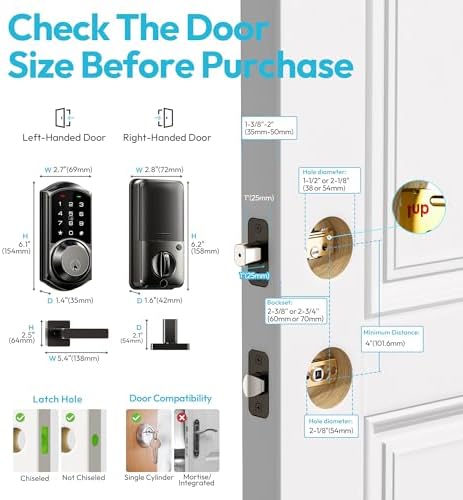 Smart Door Lock with Fingerprint App Unlock for Home Security