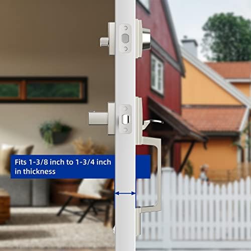 Adjustable Front Door Entry Door Lock Handle Set Modern Satin Nickel