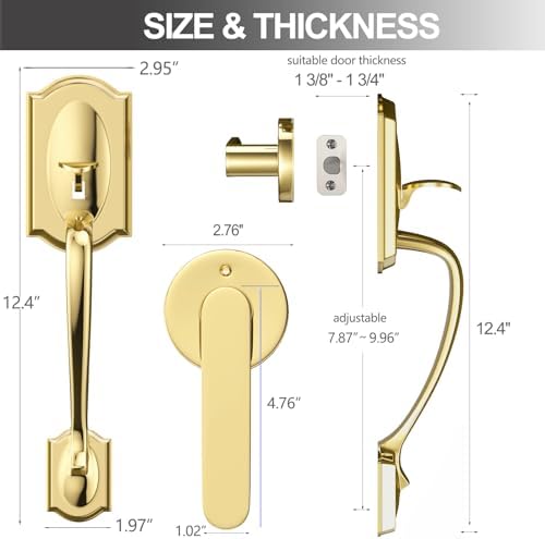 Front Door Handle Set Reversible Lever for Home Businesses