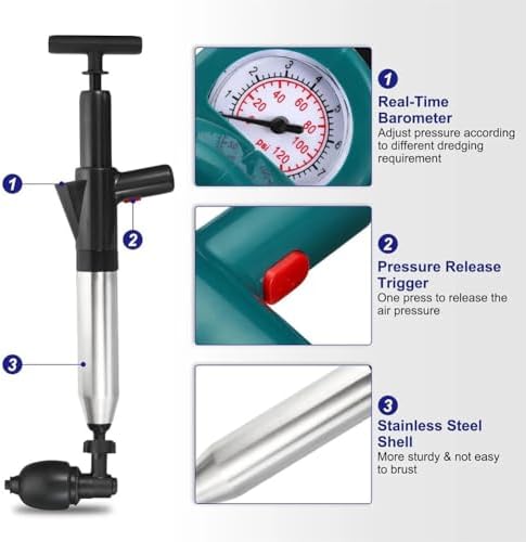 Efficient Pneumatic Floor Drain Unclog All-in-One Tool