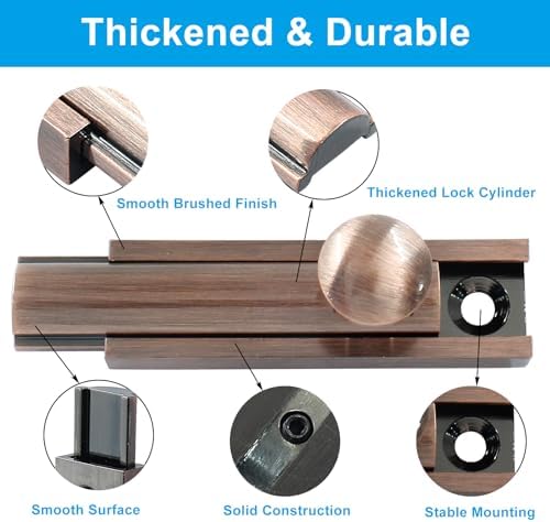 Luomorgo 2-Inch Solid Brass Surface Bolt with Red Bronze Slide Latch