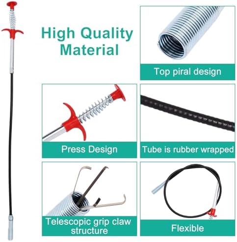 Fast-acting Drain Snake Clog Remover for Kitchen Bathroom More