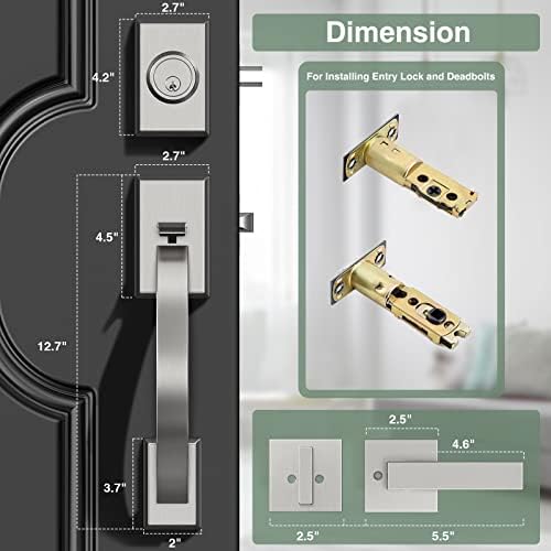 entre door lock set Sliver front door handle and deadbolt set