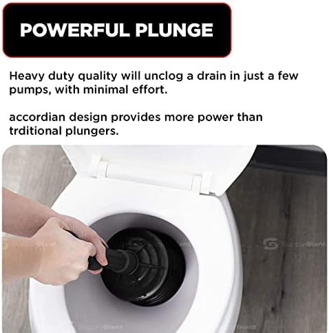 SU3227 Toilet Plunger from Supply Giant Large Bellows for Powerful Unclogging
