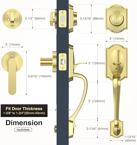 Weatherproof Front Door Handle Set