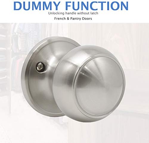 2-Piece Dummy Door Knobs Set Pull Push Function Satin NickelFinish