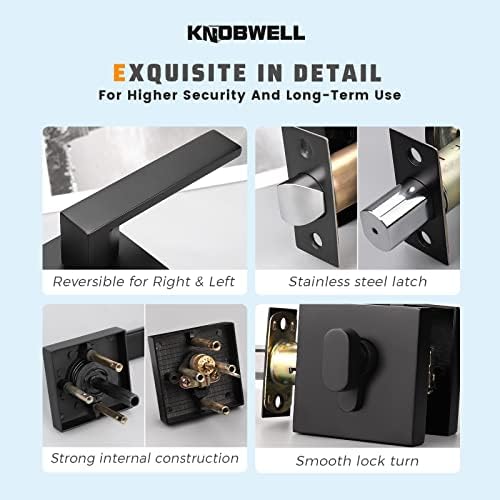 2 Pack Square Heavy Duty Entry Door Handle Set Matte Black