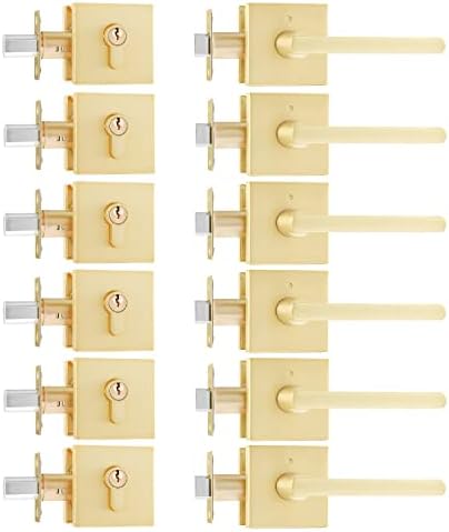 Leydebong 6 Pack Heavy Duty Front Door Entry Lever Lockset