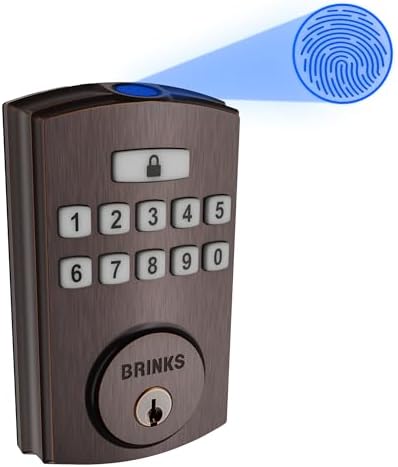 Brinks Smart Door Lock with Fingerprint Keypad Tuscan Bronze