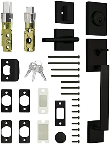 NUK3Y Haven Modern Door Handle with Reversible Lever Trim Matte Black