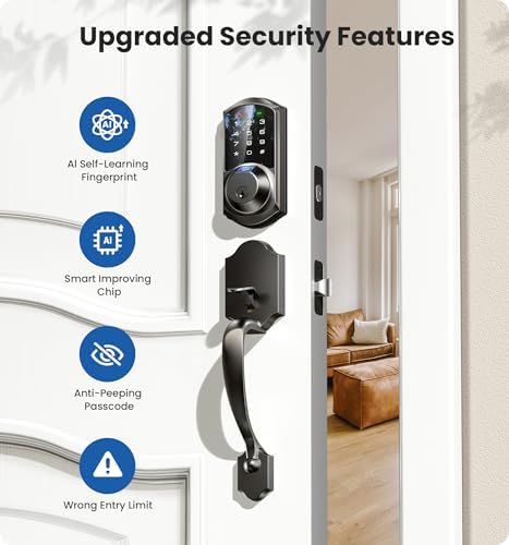Smart Door Lock with Fingerprint App Unlock for Home Security