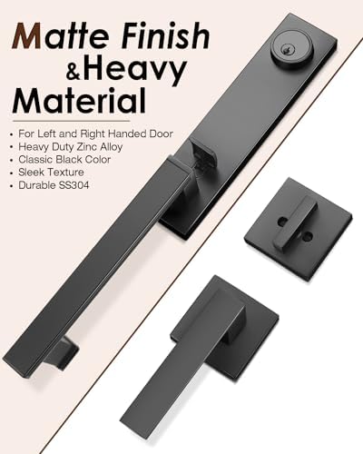 Modern Black Door Lock Set
