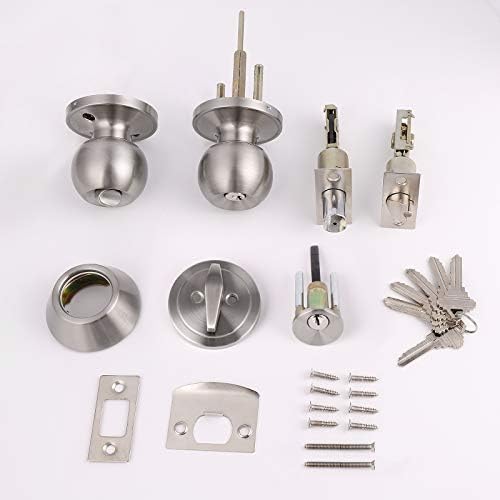 Probrico 5 Pack Brushed Nickel Entry Handle Set