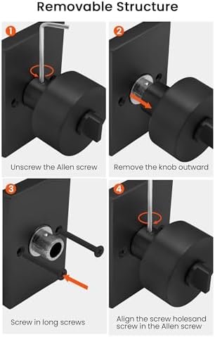 Sturdy Matte Black Door Knob Set with Deadbolt for Entryway