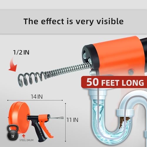 50FT Auger - Effortlessly Clear Pipes