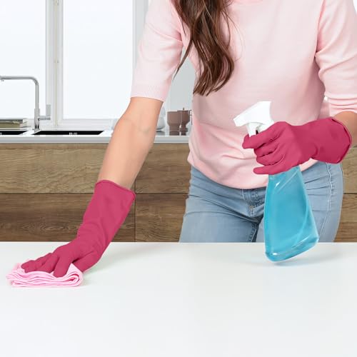 KAQ Reusable Rubber Dishwashing Gloves 4 Pairs Latex Free