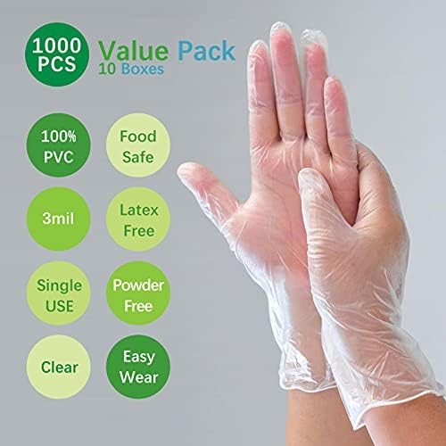 Clear Vinyl Food Safe Disposable Gloves - Latex Free Powder Free