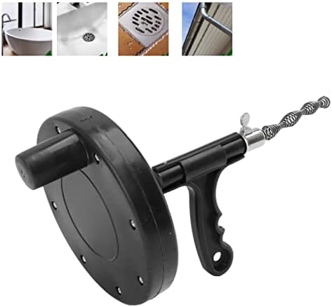 TOOLSGO 20cm Flexible Carbon Steel Drain Snake with Anti-Slip Handle Black