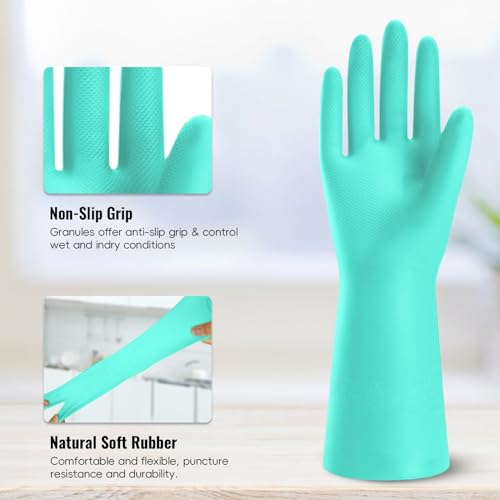 KAQ Reusable Rubber Dishwashing Gloves 4 Pairs Latex Free