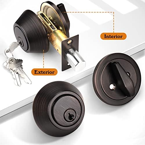 Probrico 2-Pack Keyed Alike Single Cylinder Deadbolts Oil Rubbed Bronze Combo Packs