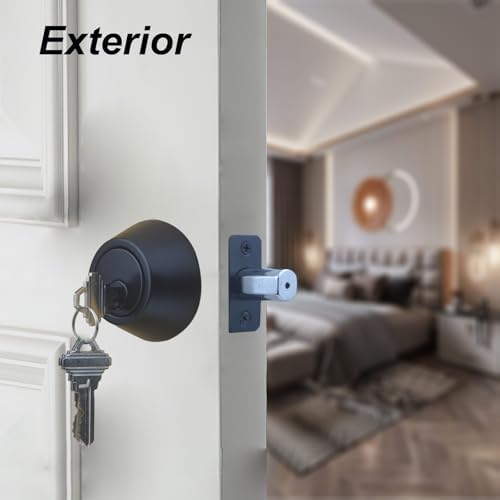 1-Sided Keyed Deadbolt Lock Matte Black
