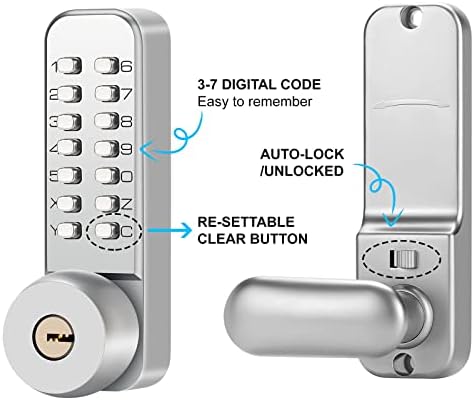 Mechanical Keyless Door Lock with Dual-Use Password Easy Install