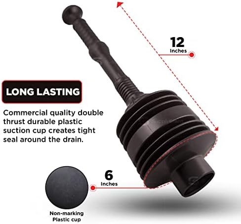 SU3227 Toilet Plunger from Supply Giant Large Bellows for Powerful Unclogging