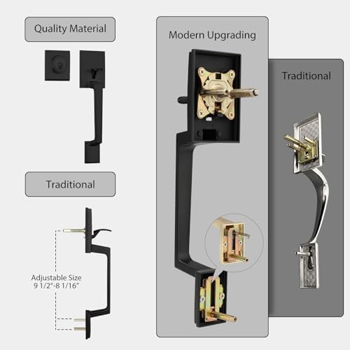 Haidms Oil-Rubbed Bronze Door Handle Set with Deadbolt and Reversible Lever