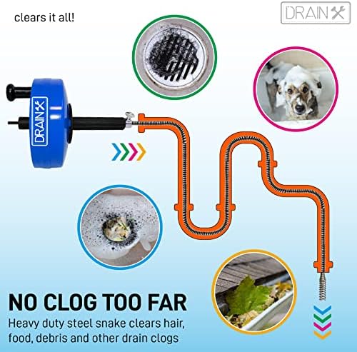 DRainX 35-FT Steel Power Pro Drum Auger for Plumbing