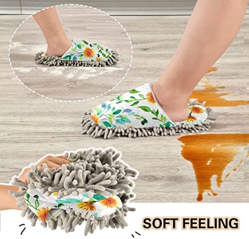 DOMIKING Dandelion Flowers Mop Slippers for Floor Cleaning