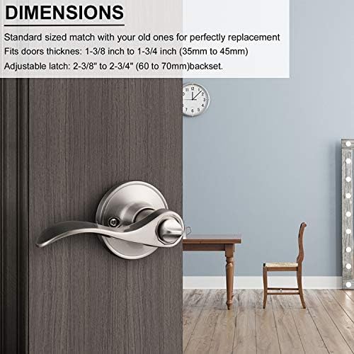 Knobonly 2-Piece Door Lever Handle Set Satin Nickel Finish