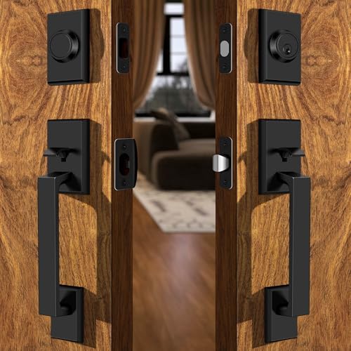Moquin Double Front Door Lock Set Matte Black Heavy Duty