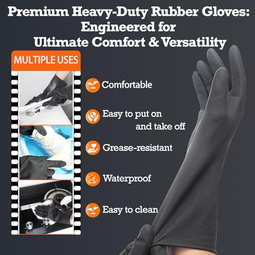 Exprosiflux Heavy-Duty thick rubber gloves for Kitchen and Bathroom Cleaning