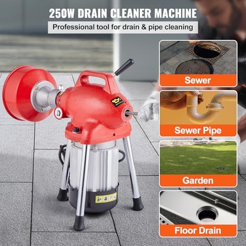 VEVOR 250W Electric Drain Cleaner with 250W Motor