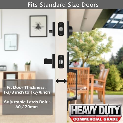 Voxmude Front Door Handle Set with Reversible Lever and Keyed Deadbolt