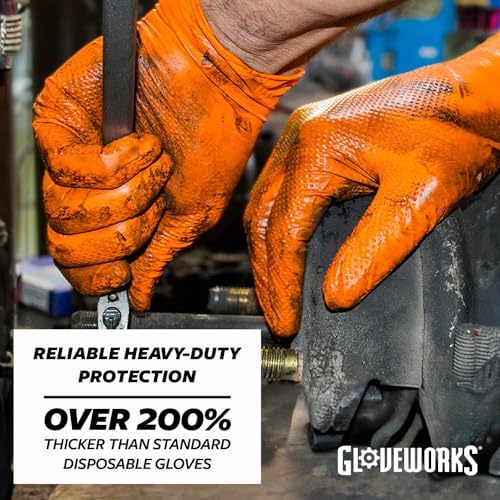 HD Orange Nitrile Gloves for Mechanics straight to your door