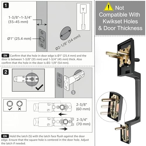 Voxmude Front Door Handle Set with Reversible Lever and Keyed Deadbolt