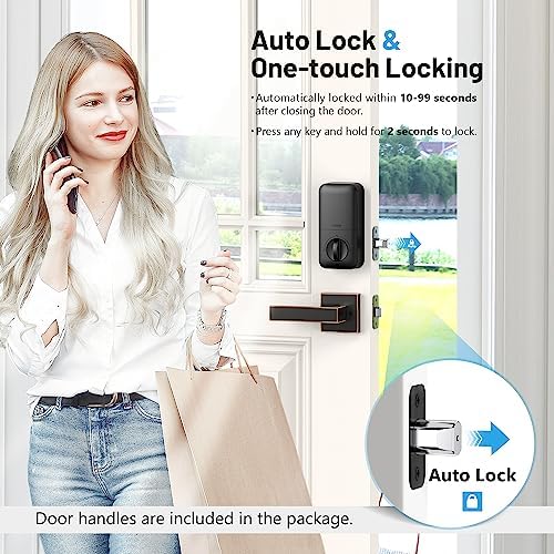 Zowill Fingerprint Door Lock Set - Biometric Entry System with 2 Handles