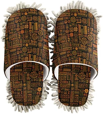 Ethnic Handmade Ornament Mop House Slippers for Floor Cleaning