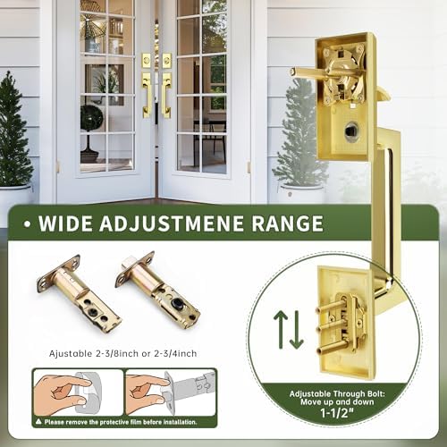 Moquin Double Front Door Lock Set - Polished Brass