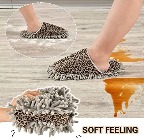 Leopard Slippers for Women - Washable Floor Cleaning Mops