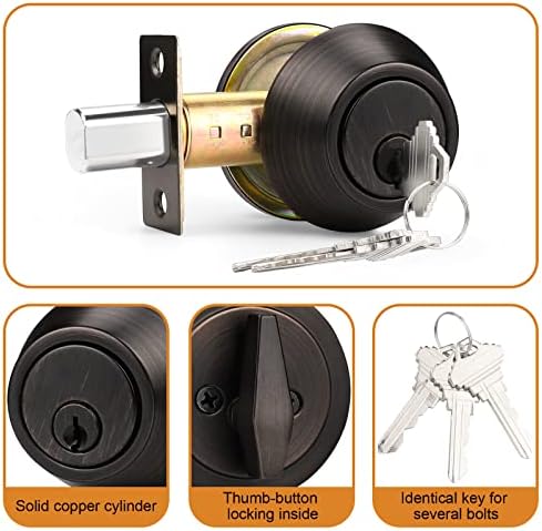 Probrico 2-Pack Keyed Alike Single Cylinder Deadbolts Oil Rubbed Bronze Combo Packs