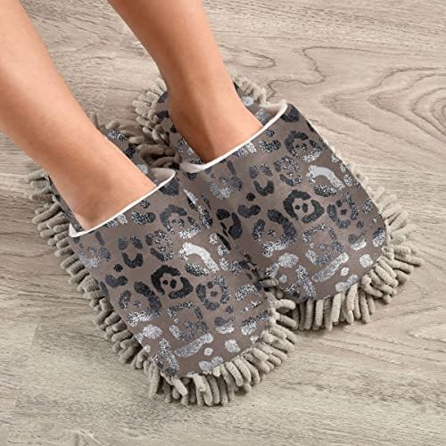 DOMIKING Leopard Mop Slippers for Floor Cleaning