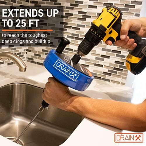 DRainX 35-FT Steel Power Pro Drum Auger for Plumbing