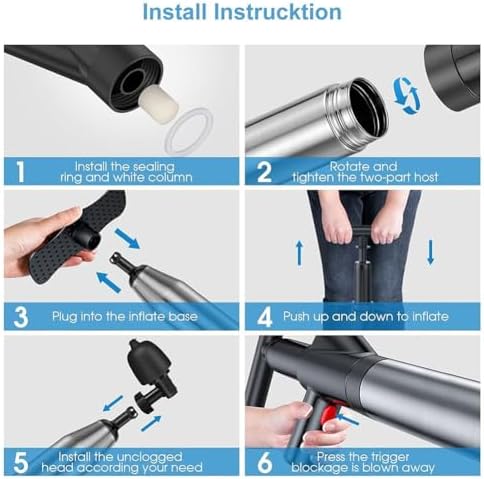 Efficient Pneumatic Floor Drain Unclog All-in-One Tool