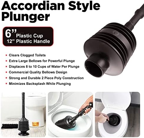 SU3227 Toilet Plunger from Supply Giant Large Bellows for Powerful Unclogging