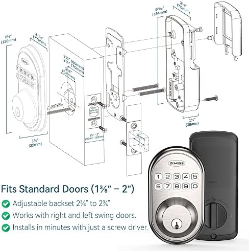 Convenient Keyless Entry Door Lock with 20 Custom Codes Zomoss Deadbolt Lock